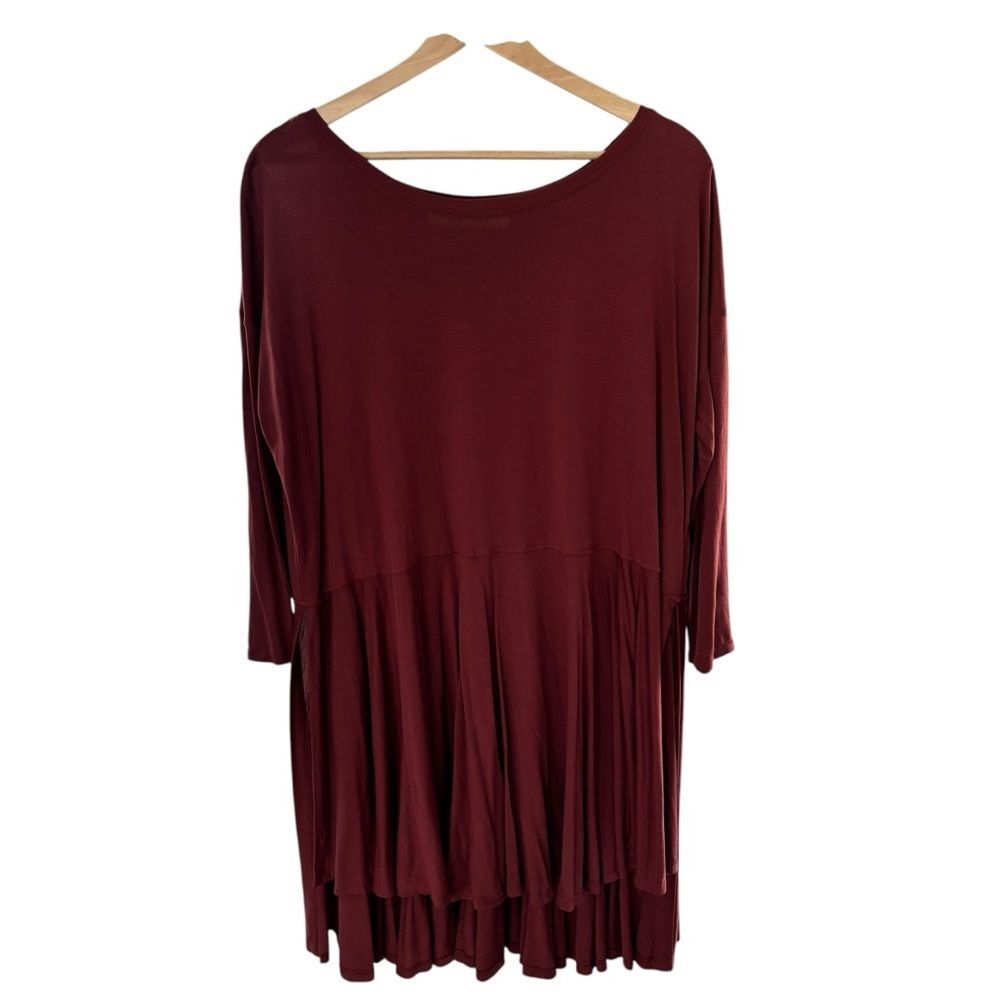 FP Beach Women’s Baby Doll Maroon Tunic Side Slits Sz M/L